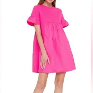 English Factory Mixed Media Ruffled Sleeve Dress - size XS - NWT